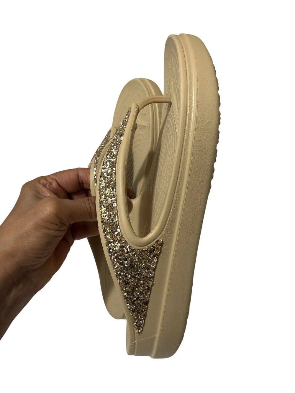Croc Gold Glitter Flip Flop Sandals for Women - Picture 6 of 13